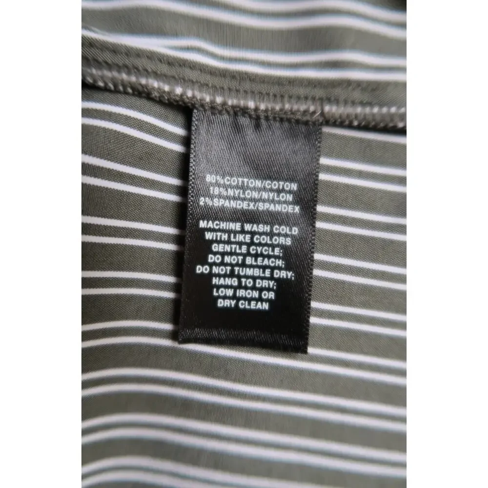 LAFAYETTE 148 NEW YORK Jake Kingsbridge Bay Leaf Stripe Shirt Top Saks S $398 - Picture 9 of 9